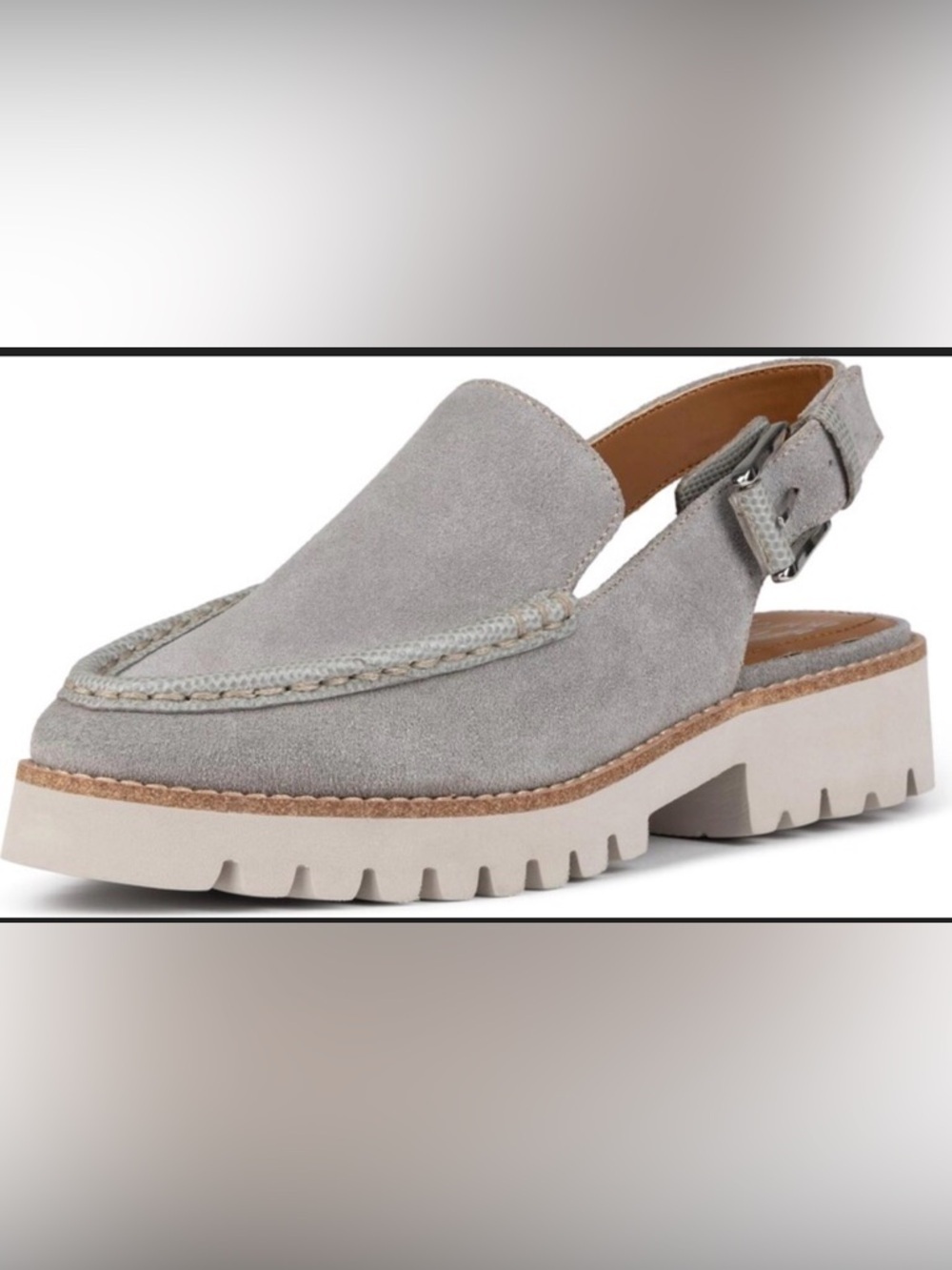 Donald Pliner Essex Suede Slingback Loafers Grey NWOB 10